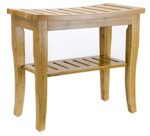 Sorbus Bamboo Shower Bench Stool with Shelf