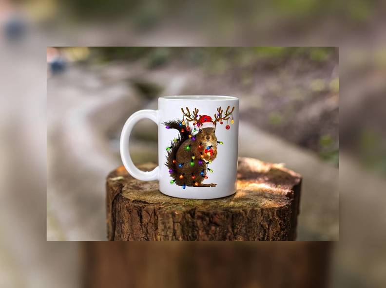 Christmas Squirrel Light Mug By Darlene Hendertson