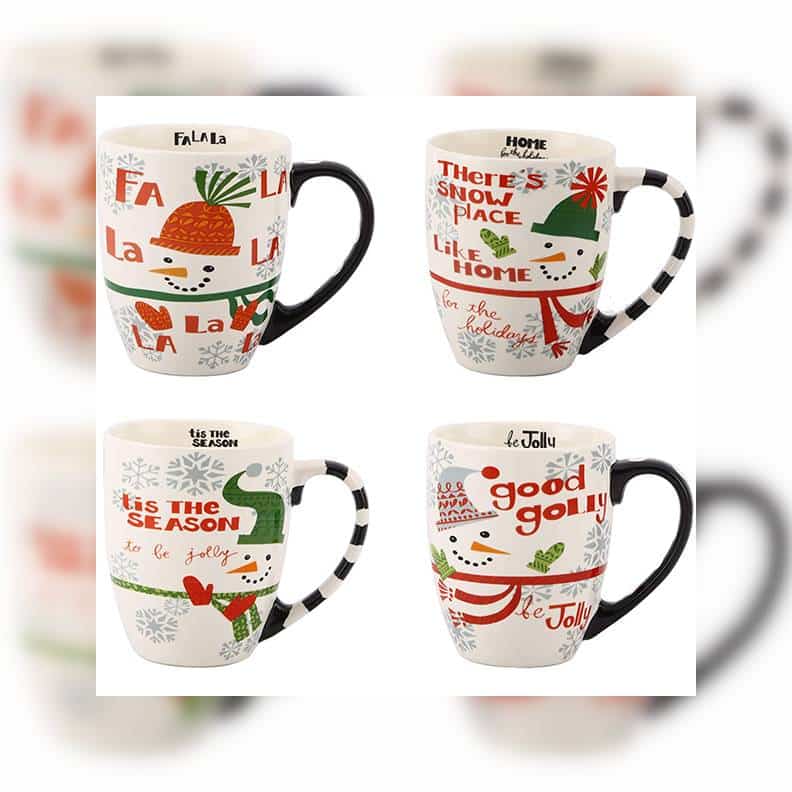 Set of 4 Christmas Coffee Mugs By Topadorn