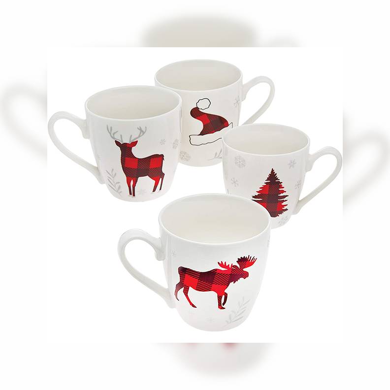 Set of 4 Holiday Decor Christmas Coffee Mugs By Godinger