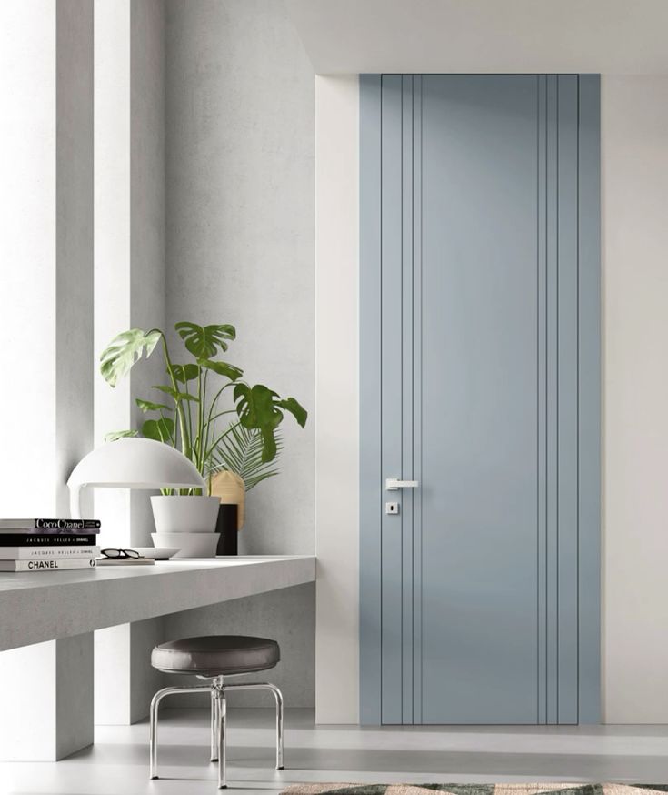 Blue aluminium door