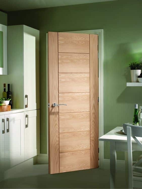 Natural wood vertical lined door