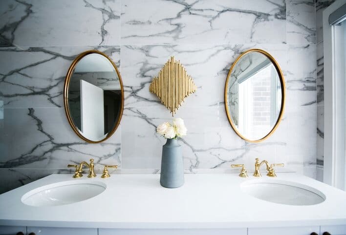 Use Brass Hardware in bathroom