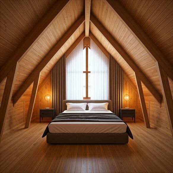 Wooden rafters and POP designs